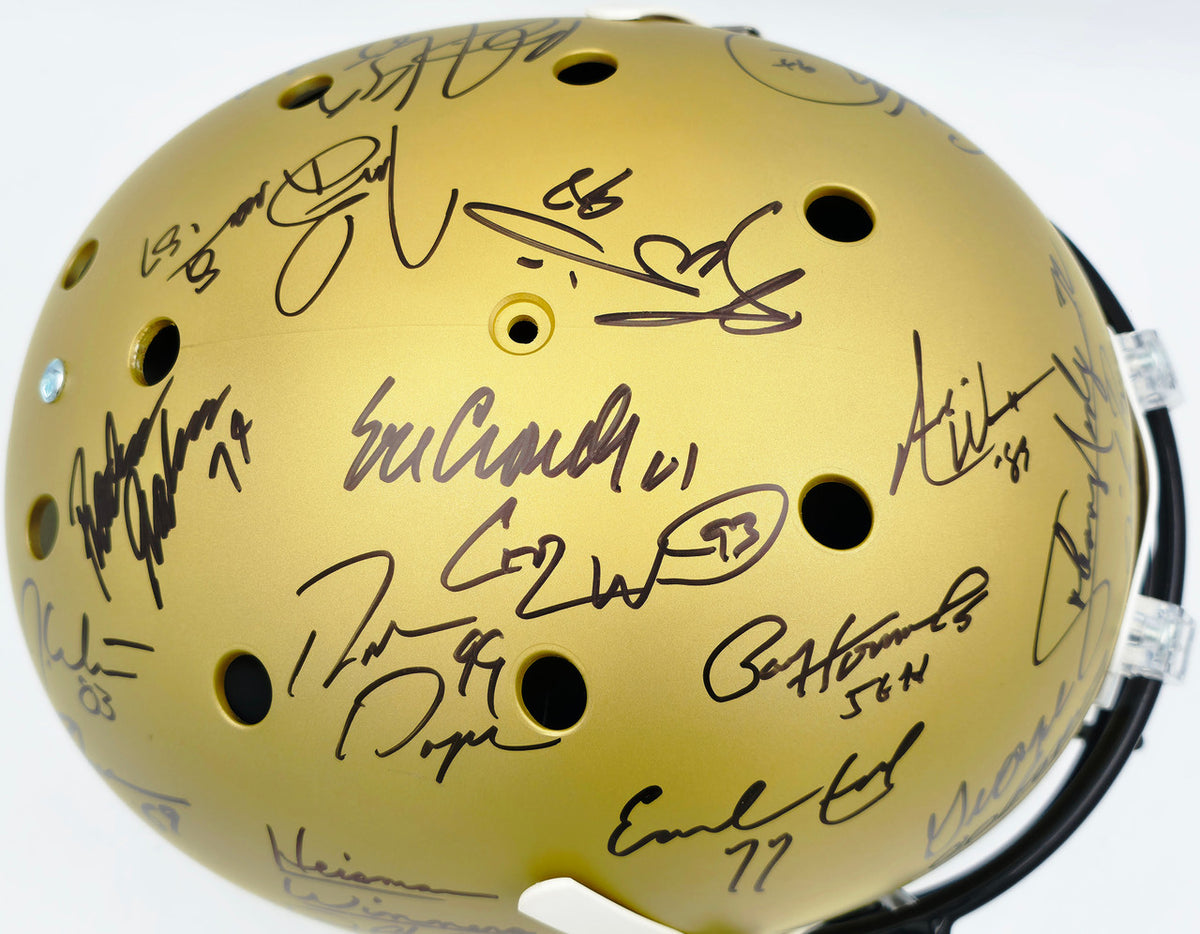 College Football's Best Heisman Winners Autographed Gold Full Size Schutt Replica Helmet With 24 Signatures Including Barry Sanders & Bo Jackson Steiner Holo #SS149084