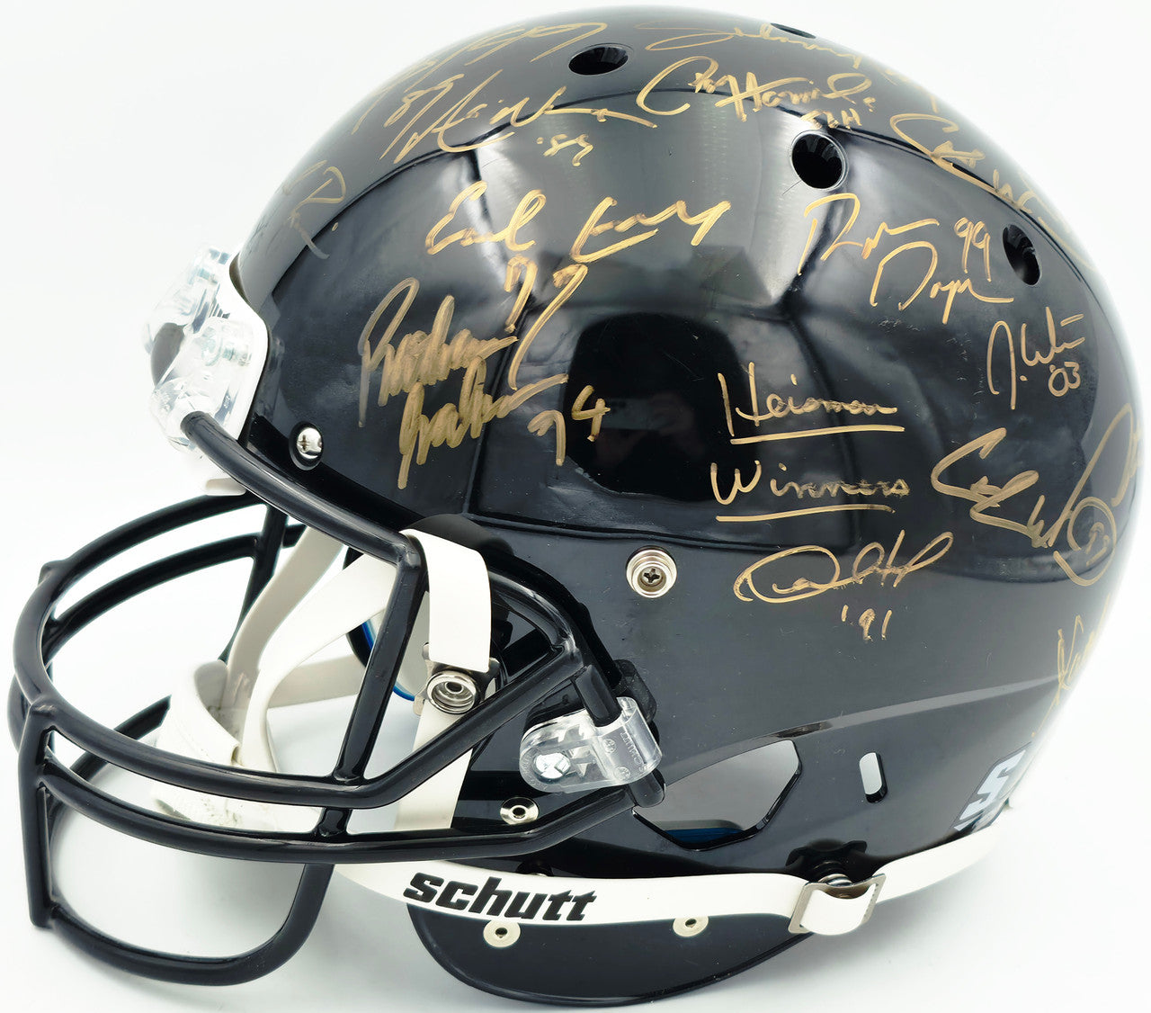 College Football's Best Heisman Winners Autographed Black Full Size Schutt Replica Helmet With 24 Signatures Including Barry Sanders & Bo Jackson Steiner Holo #SS149098