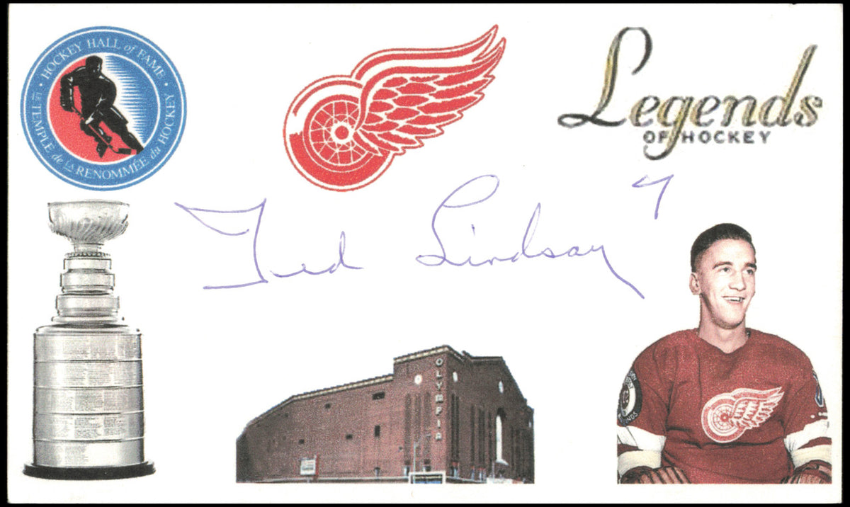 Ted Lindsay Autographed 3x5 Index Card Detroit Red Wings SKU #258125