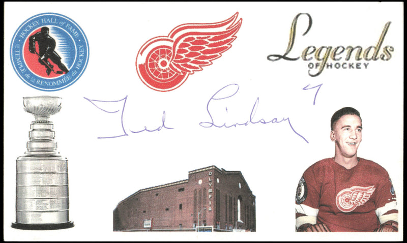 Ted Lindsay Autographed 3x5 Index Card Detroit Red Wings SKU #258125
