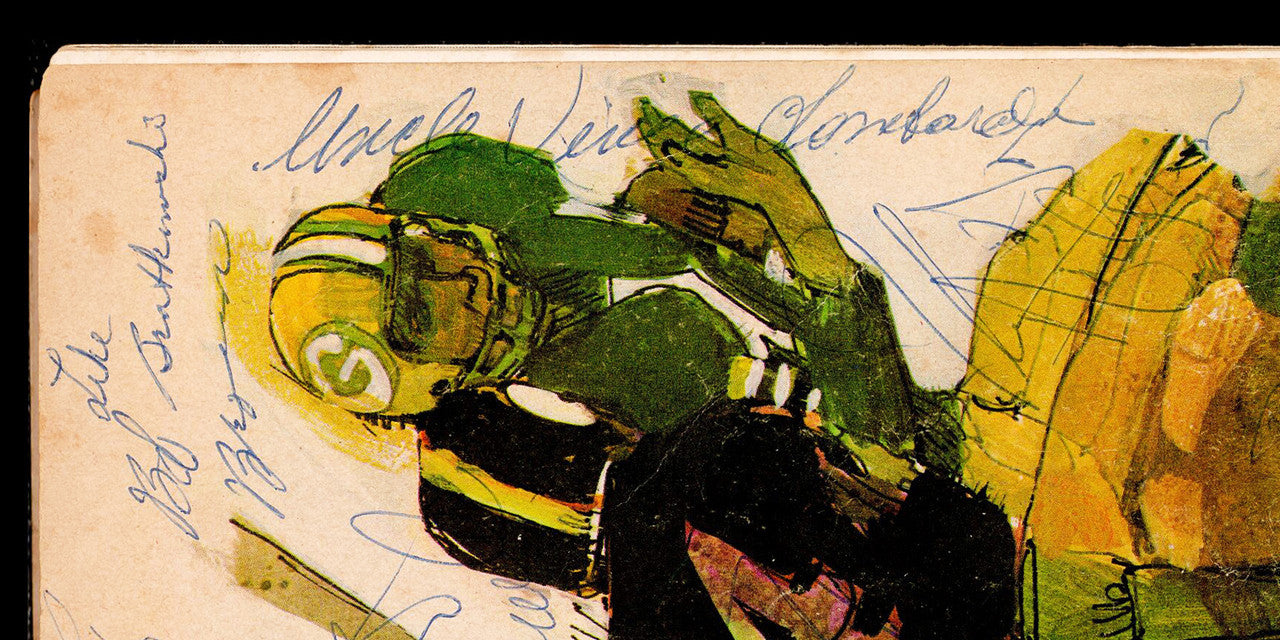 Green Bay Packers Autographed 1967 NFL Illustrated Program With 32 Signatures Including Vince Lombardi Beckett BAS #AE65524