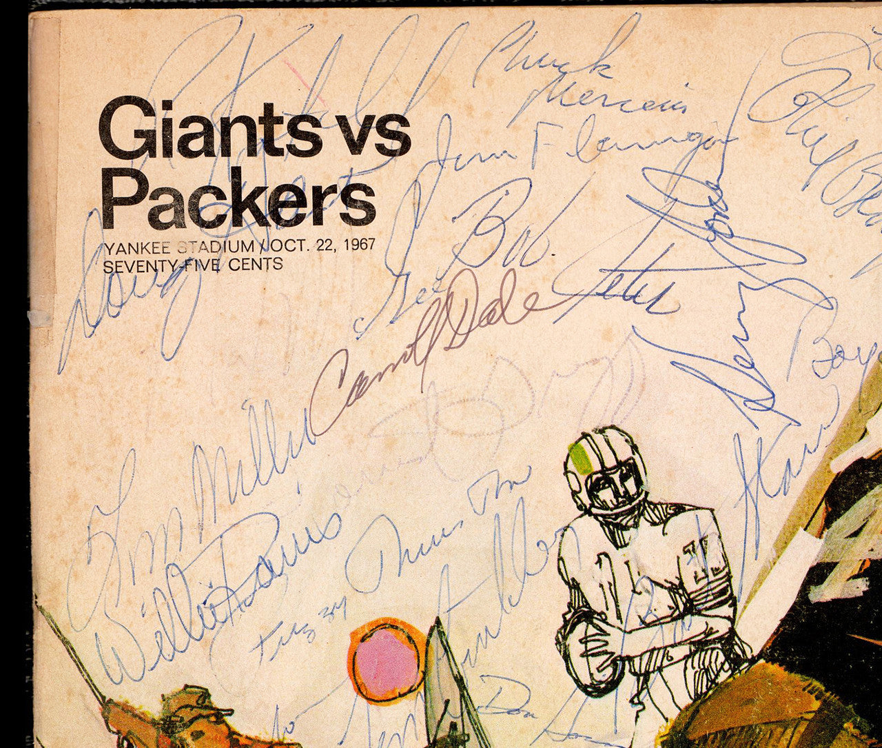Green Bay Packers Autographed 1967 NFL Illustrated Program With 32 Signatures Including Vince Lombardi Beckett BAS #AE65524