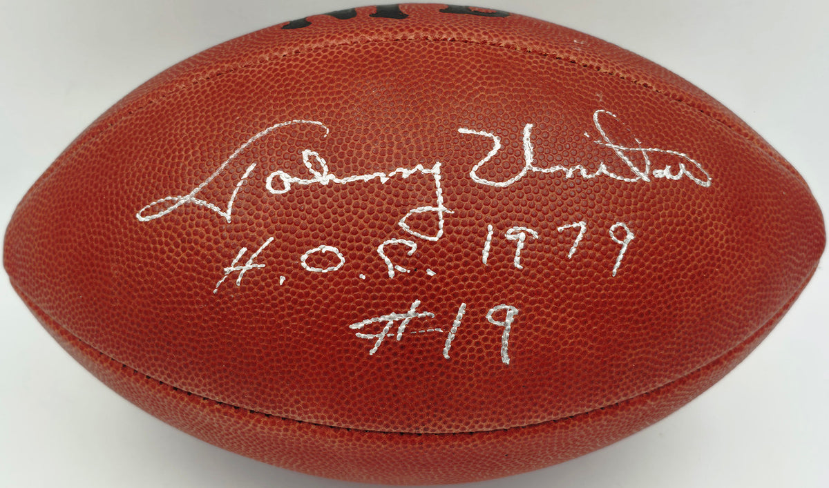 Johnny Unitas Autographed Official NFL Leather Game Football Baltimore Colts "HOF 1979 #19" Beckett BAS #AE08163
