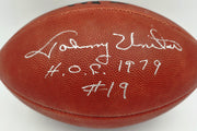 Johnny Unitas Autographed Official NFL Leather Game Football Baltimore Colts "HOF 1979 #19" Beckett BAS #AE08163