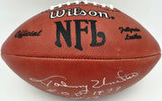 Johnny Unitas Autographed Official NFL Leather Game Football Baltimore Colts "HOF 1979 #19" Beckett BAS #AE08163