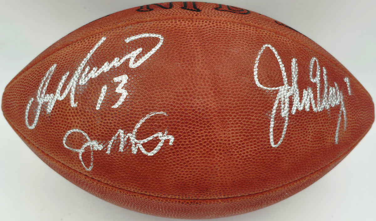 Joe Montana, John Elway & Dan Marino Autographed Official NFL Leather Game Football Beckett BAS #AB50946