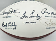 Dallas Cowboys Legends Autographed Official NFL White Logo Football With 5 Signatures Including Tom Landry JSA #Y09851