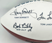 Dallas Cowboys Legends Autographed Official NFL White Logo Football With 5 Signatures Including Tom Landry JSA #Y09851