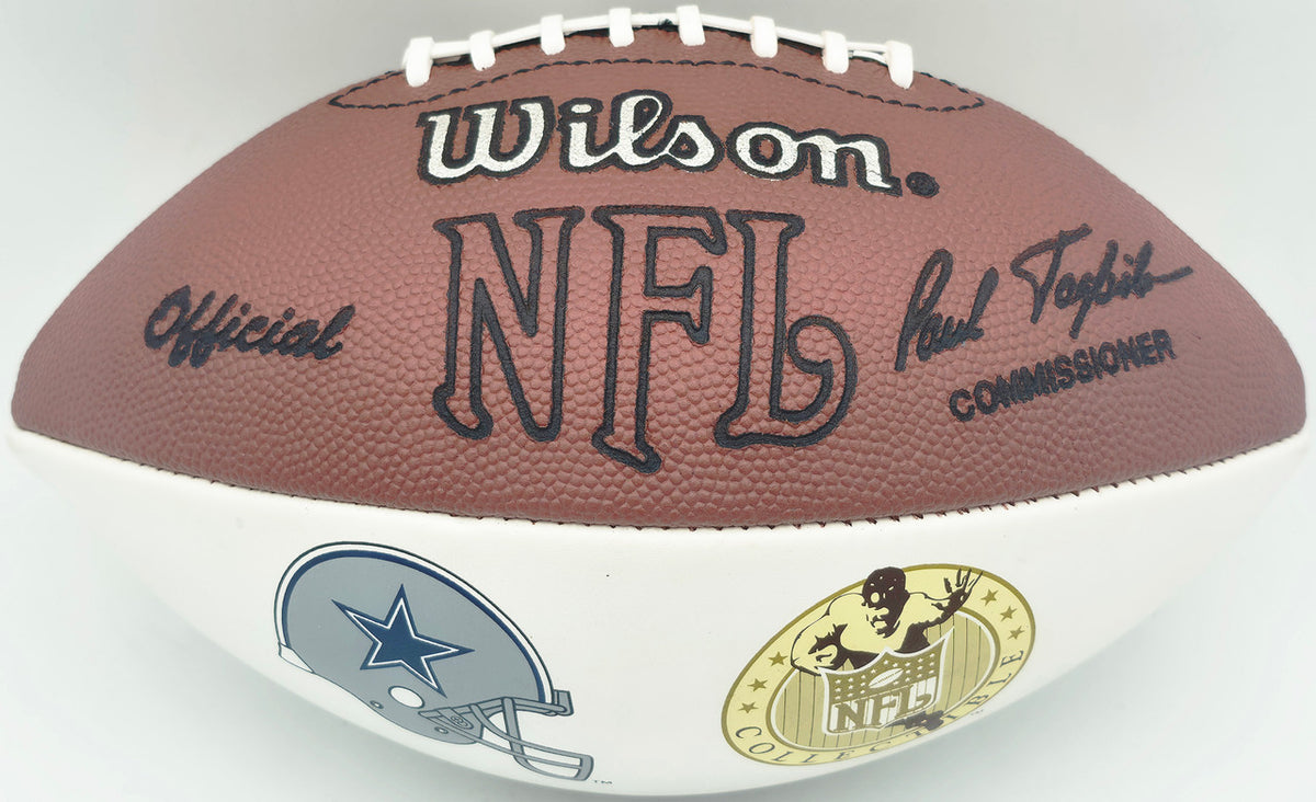 Dallas Cowboys Legends Autographed Official NFL White Logo Football With 5 Signatures Including Tom Landry JSA #Y09851