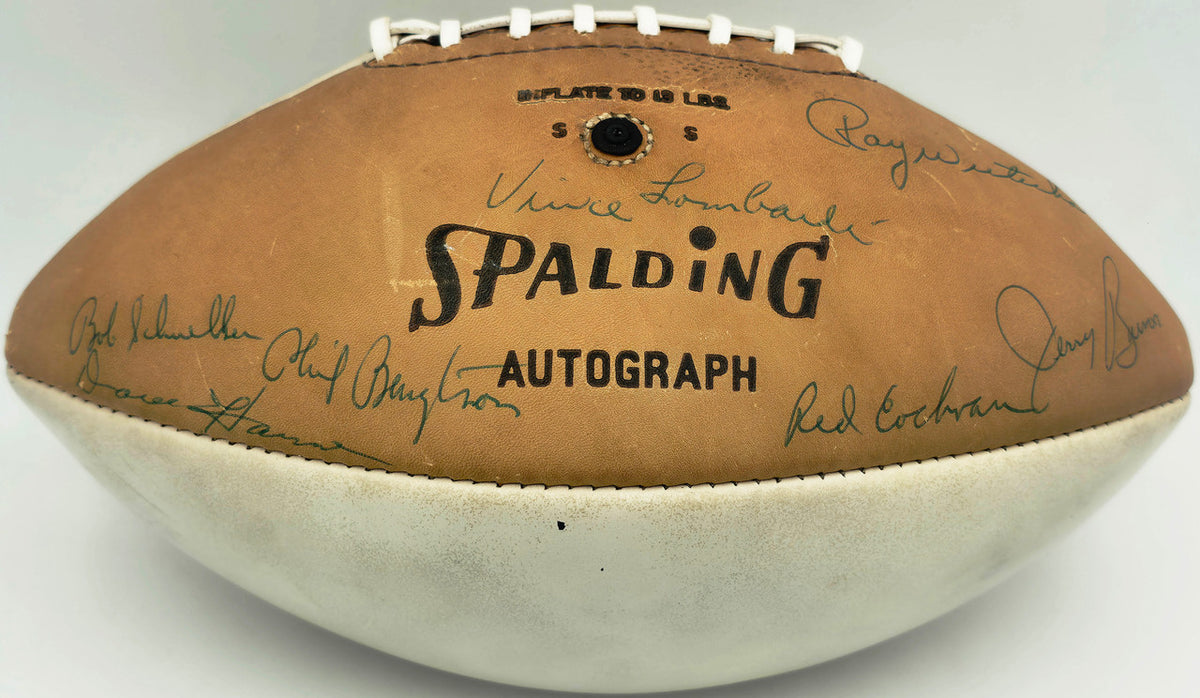 1966 NFL Champion Green Bay Packers Team Autographed Official Spalding Leather Football With 48 Signatures Including Vince Lombardi Beckett BAS #AE85553