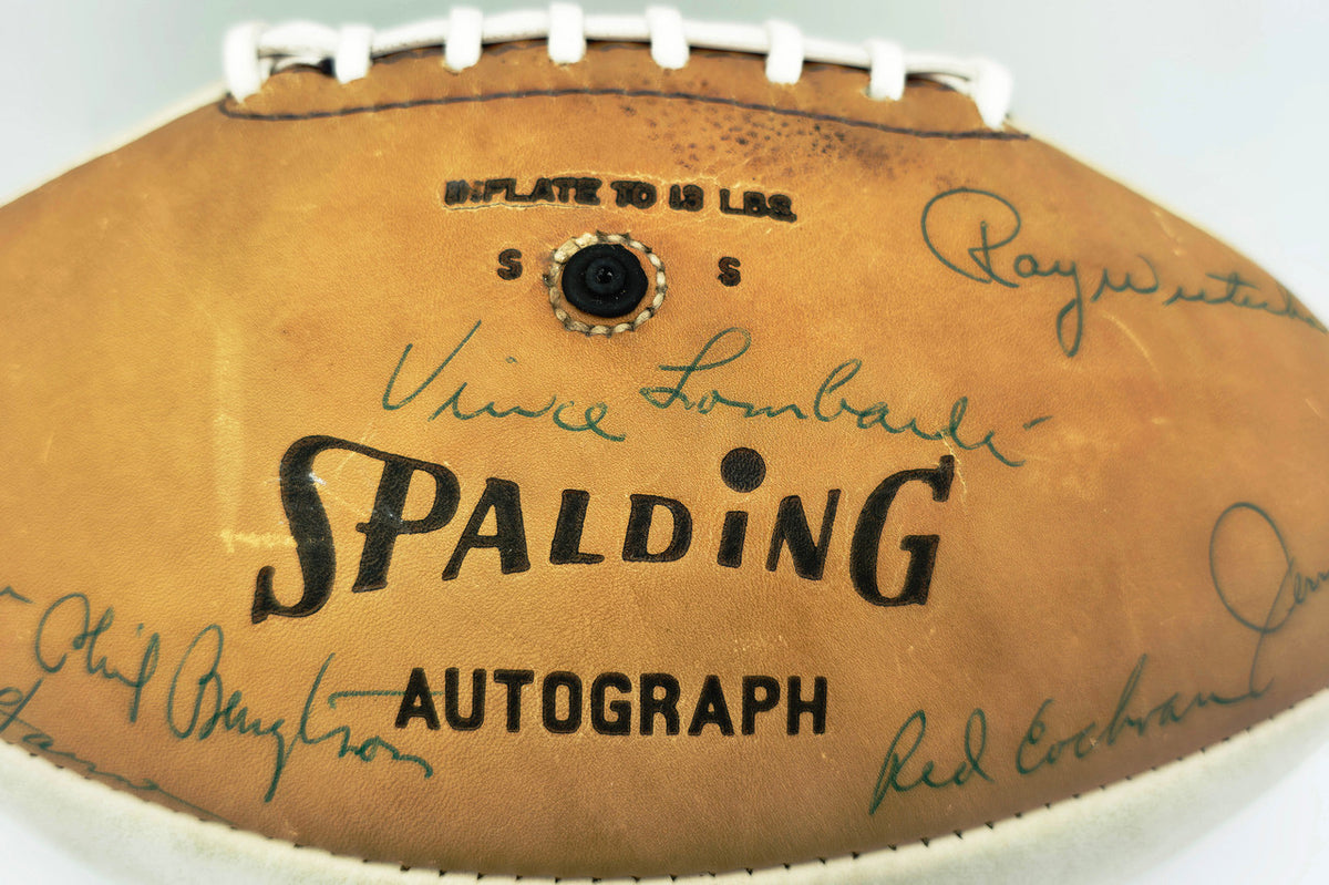 1966 NFL Champion Green Bay Packers Team Autographed Official Spalding Leather Football With 48 Signatures Including Vince Lombardi Beckett BAS #AE85553