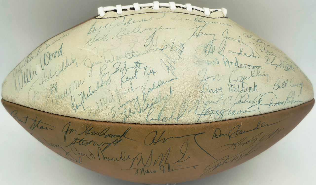 1966 NFL Champion Green Bay Packers Team Autographed Official Spalding Leather Football With 48 Signatures Including Vince Lombardi Beckett BAS #AE85553