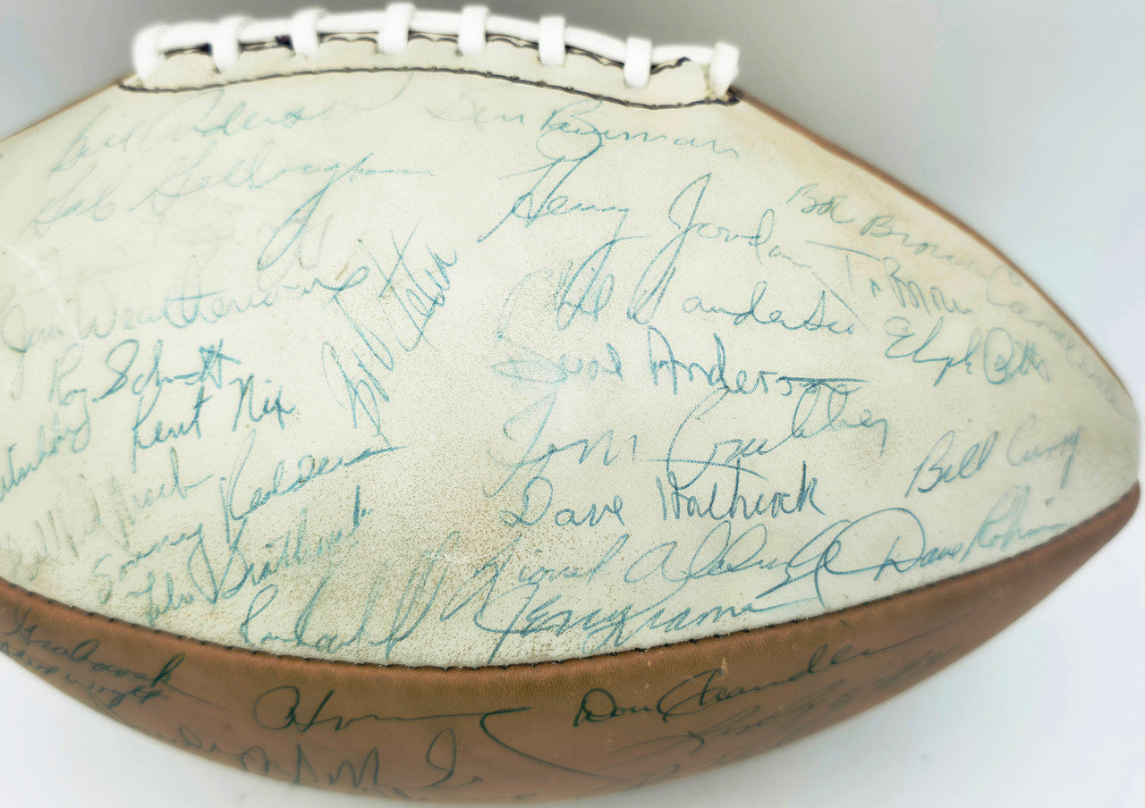 1966 NFL Champion Green Bay Packers Team Autographed Official Spalding Leather Football With 48 Signatures Including Vince Lombardi Beckett BAS #AE85553