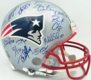 2005 New England Patriots Team Autographed Silver Full Size Authentic Helmet With 29 Signatures Including Tom Brady #211/350 Steiner Holo SKU #260017