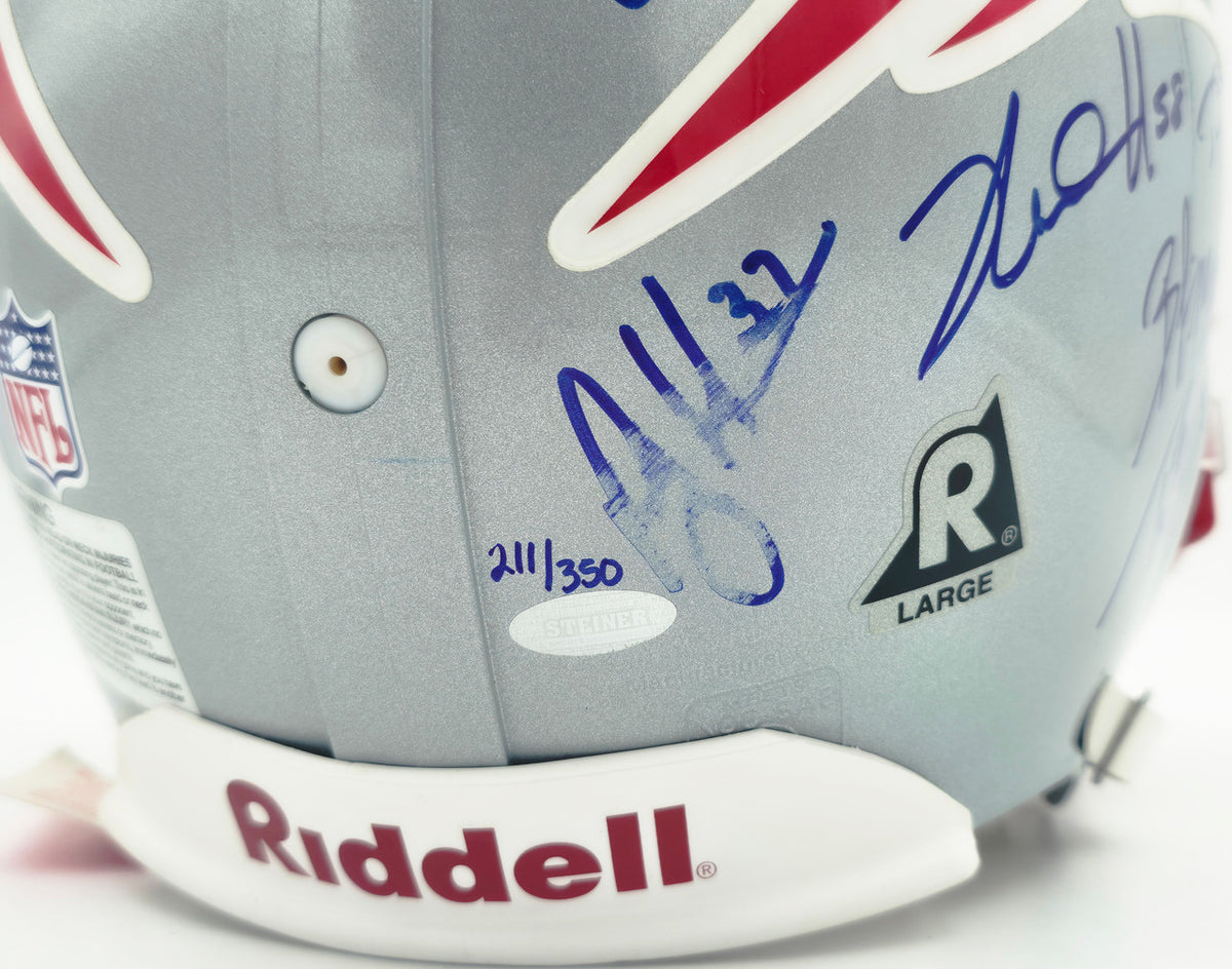 2005 New England Patriots Team Autographed Silver Full Size Authentic Helmet With 29 Signatures Including Tom Brady #211/350 Steiner Holo SKU #260017