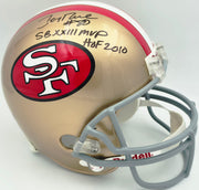 Jerry Rice Autographed San Francisco 49ers Gold Full Size Replica Helmet "SB XXIII MVP HOF 2010" #13/23 UDA Holo #SHO93568