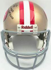 Jerry Rice Autographed San Francisco 49ers Gold Full Size Replica Helmet "SB XXIII MVP HOF 2010" #13/23 UDA Holo #SHO93568