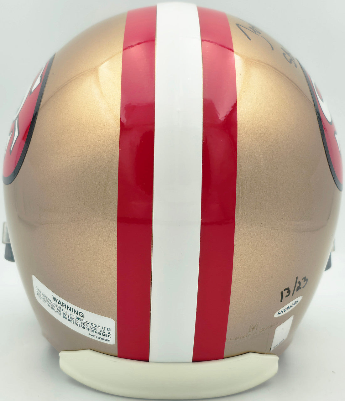 Jerry Rice Autographed San Francisco 49ers Gold Full Size Replica Helmet "SB XXIII MVP HOF 2010" #13/23 UDA Holo #SHO93568