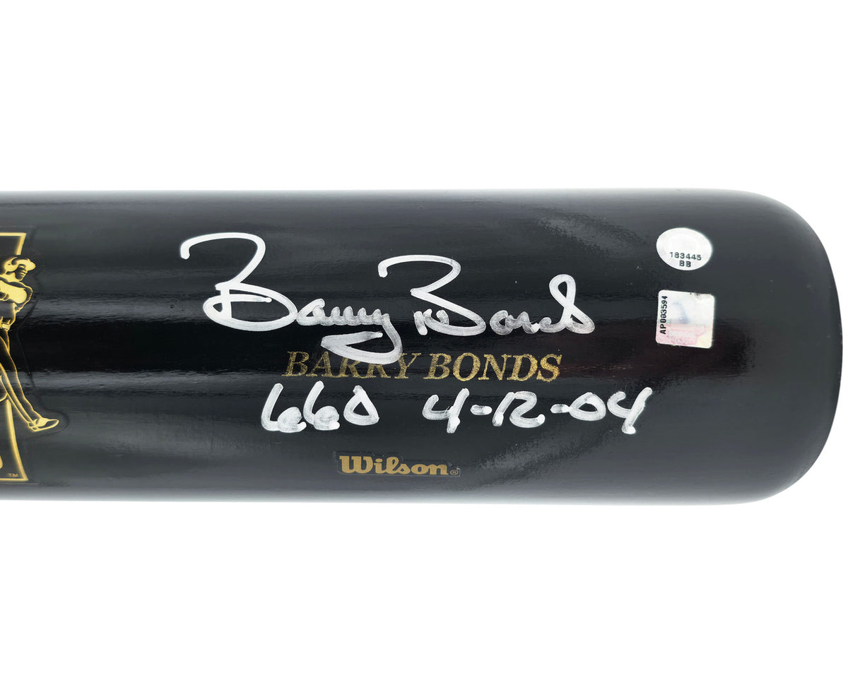 Willie Mays & Barry Bonds Autographed Black 660 Home Run Logo SAM Baseball Bat San Francisco Giants "Dated" WM Collection & MLB Holo #BB183445