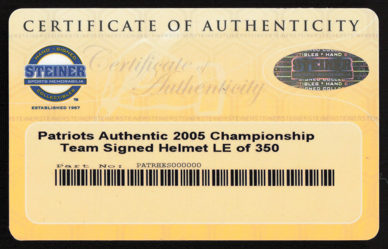2005 New England Patriots Team Autographed Silver Full Size Authentic Helmet With 29 Signatures Including Tom Brady #211/350 Steiner Holo SKU #260017