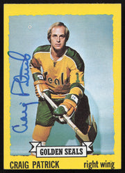 Craig Patrick Autographed 1973-74 Topps Card #52 California Golden Seals SKU #258301