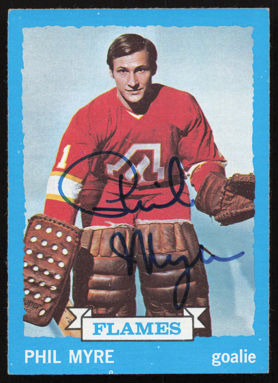 Phil Myre Autographed 1973-74 Topps Card #77 Atlanta Flames SKU #258304