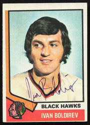 Ivan Boldirev Autographed 1974-75 Topps Card #16 Chicago Black Hawks SKU #258313