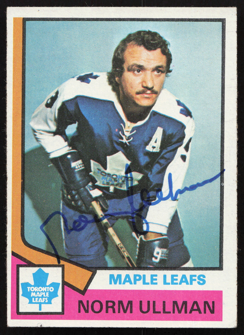 Norm Ullman Autographed 1974-75 Topps Card #236 Toronto Maple Leafs SKU #258325