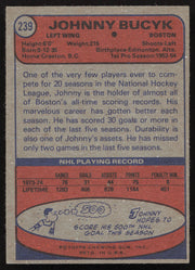 John Johnny Bucyk Autographed 1974-75 Topps Card #239 Boston Bruins SKU #258326