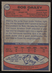 Bob Dailey Autographed 1974-75 Topps Card #240 Vancouver Canucks SKU #258327