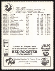 Ron Low Autographed 1981-82 Red Rooster Card Edmonton Oilers SKU #258332