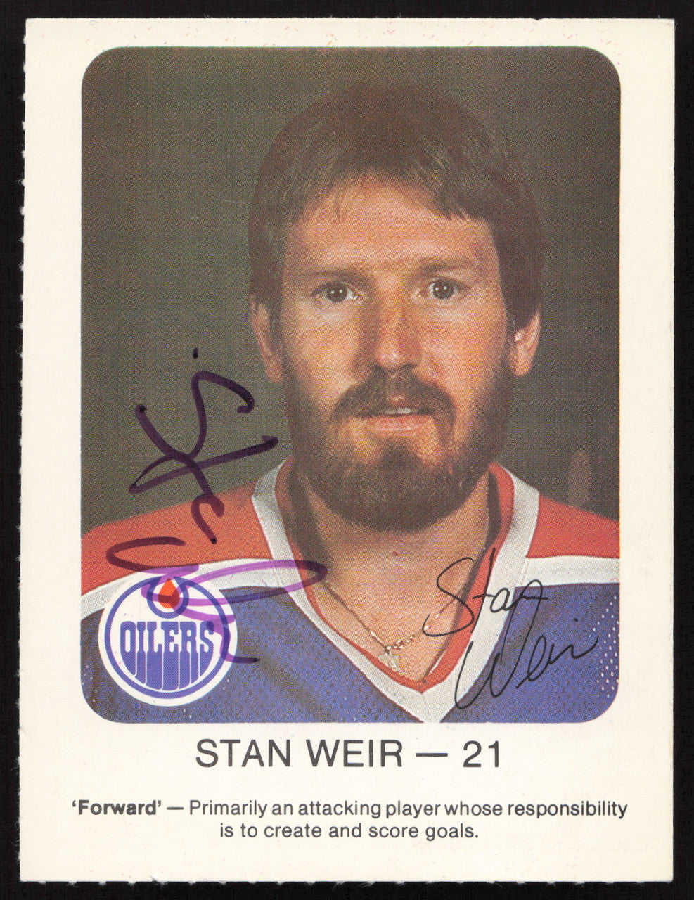 Stan Weir Autographed 1981-82 Red Rooster Card Edmonton Oilers SKU #258338