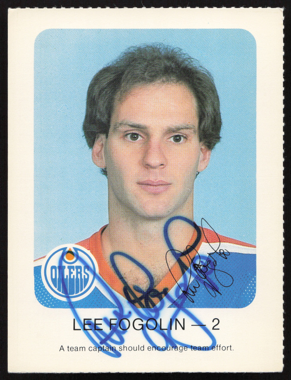 Lee Fogolin Autographed 1982-83 Red Rooster Card Edmonton Oilers SKU #258344