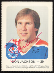 Don Jackson Autographed 1982-83 Red Rooster Rookie Card Edmonton Oilers SKU #258345