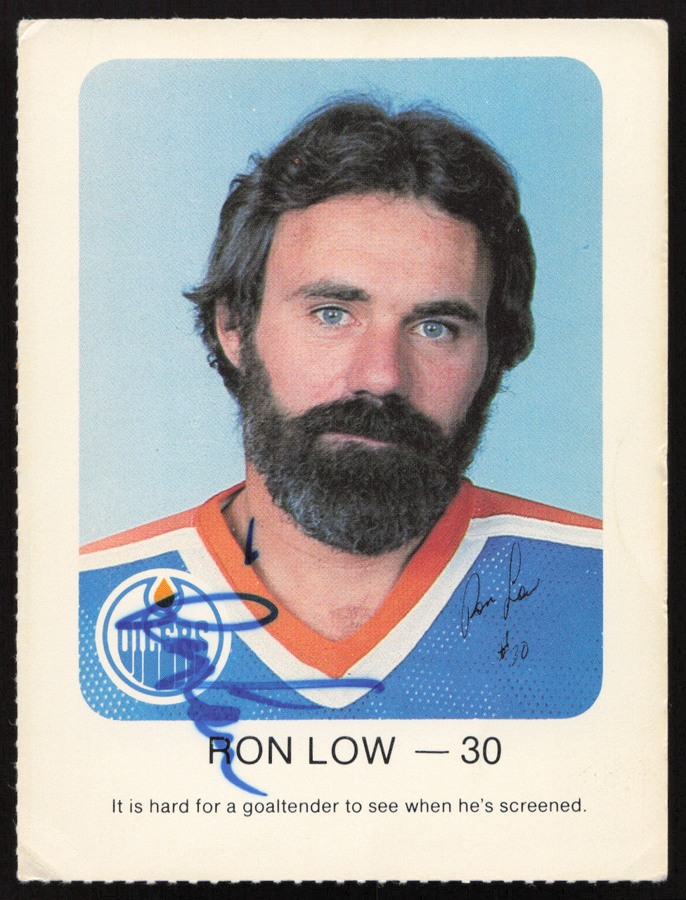 Ron Low Autographed 1982-83 Red Rooster Card Edmonton Oilers SKU #258346