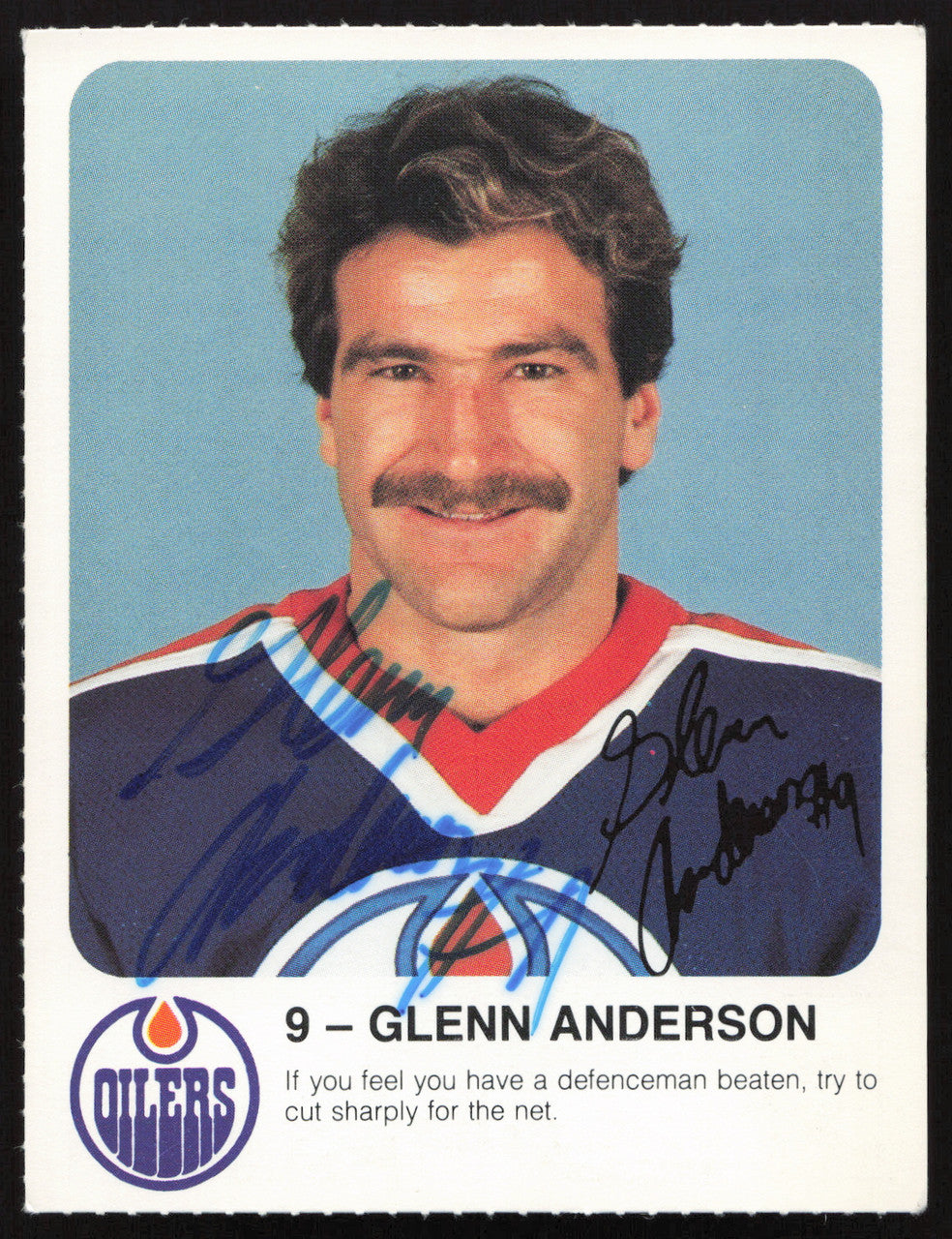 Glenn Anderson Autographed 1982-83 Post Red Rooster Card Edmonton Oilers SKU #258347