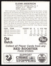 Glenn Anderson Autographed 1982-83 Post Red Rooster Card Edmonton Oilers SKU #258347