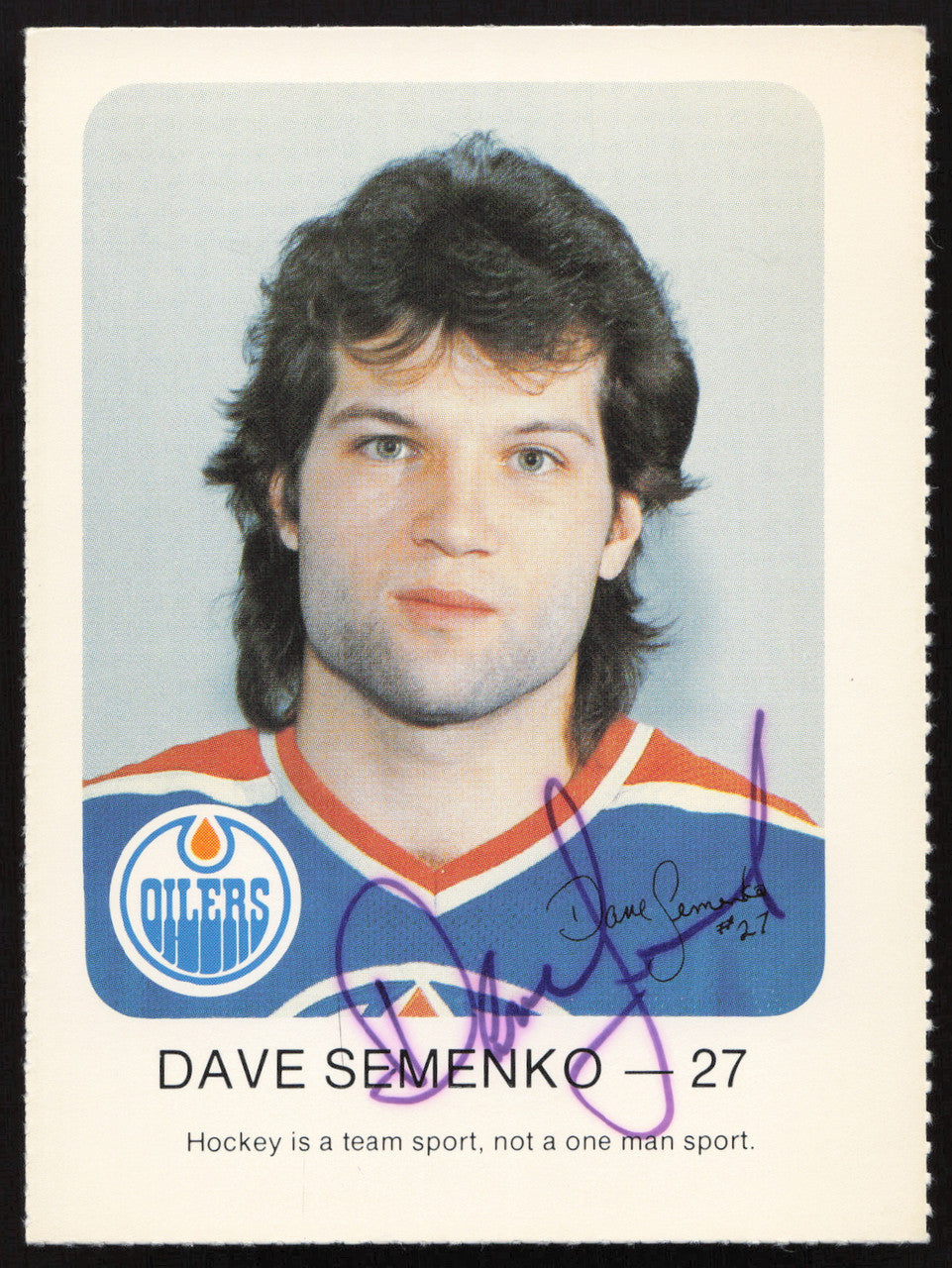 Dave Semenko Autographed 1982-83 Red Rooster Card Edmonton Oilers SKU #258349