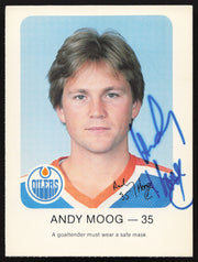 Andy Moog Autographed 1982-83 Red Rooster Card Edmonton Oilers SKU #258352