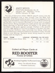Andy Moog Autographed 1982-83 Red Rooster Card Edmonton Oilers SKU #258352