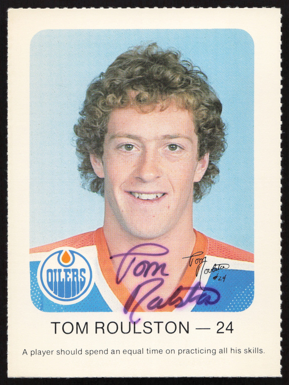 Tom Roulston Autographed 1982-83 Red Rooster Rookie Card Edmonton Oilers SKU #258355