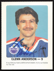 Glenn Anderson Autographed 1984-85 Post Red Rooster Card Edmonton Oilers SKU #258360