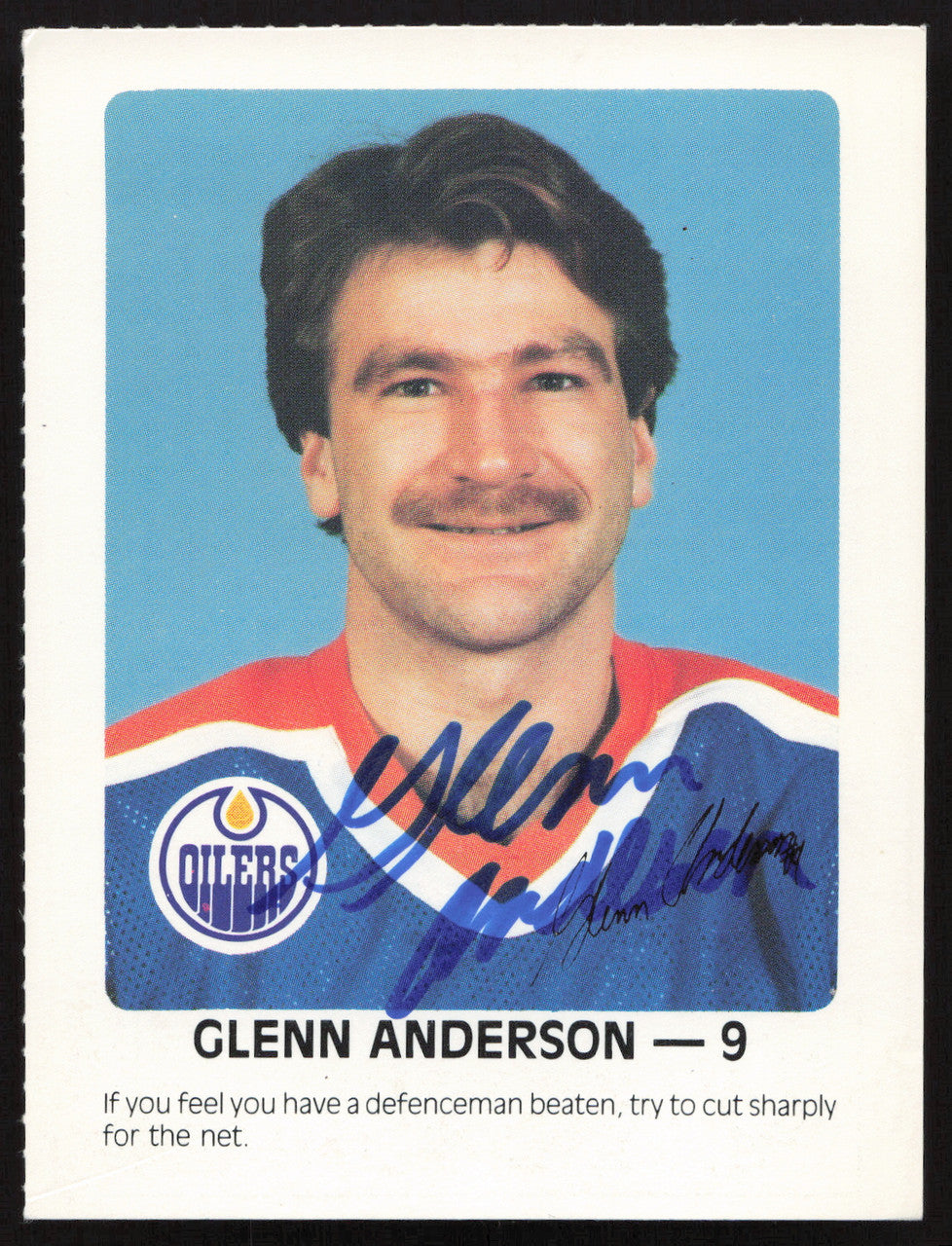 Glenn Anderson Autographed 1984-85 Post Red Rooster Card Edmonton Oilers SKU #258361