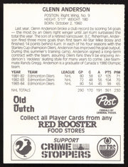 Glenn Anderson Autographed 1984-85 Post Red Rooster Card Edmonton Oilers SKU #258361