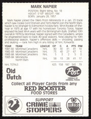 Mark Napier Autographed 1984-85 Post Red Rooster Card Edmonton Oilers SKU #258362