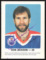 Don Jackson Autographed 1984-85 Post Red Rooster Card Edmonton Oilers SKU #258367