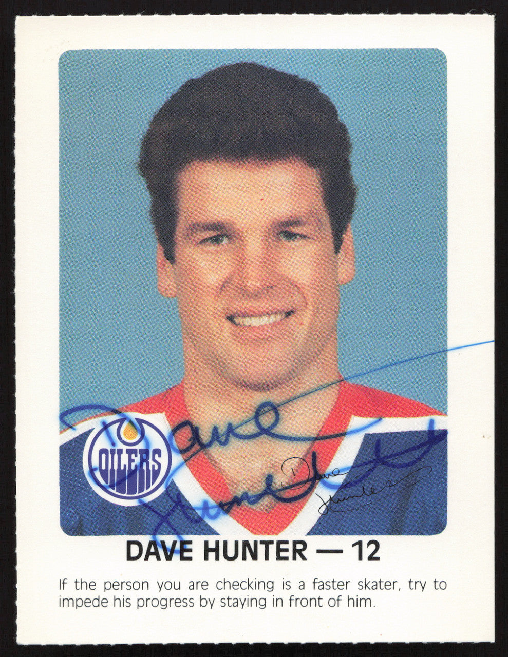 Dave Hunter Autographed 1984-85 Post Red Rooster Card Edmonton Oilers SKU #258369