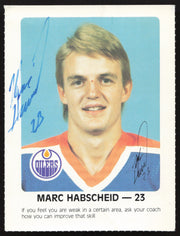 Marc Habscheid Autographed 1984-85 Post Red Rooster Card Edmonton Oilers SKU #258370