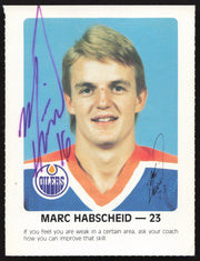 Marc Habscheid Autographed 1984-85 Post Red Rooster Card Edmonton Oilers SKU #258371