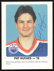 Pat Hughes Autographed 1984-85 Post Red Rooster Card Edmonton Oilers SKU #258372